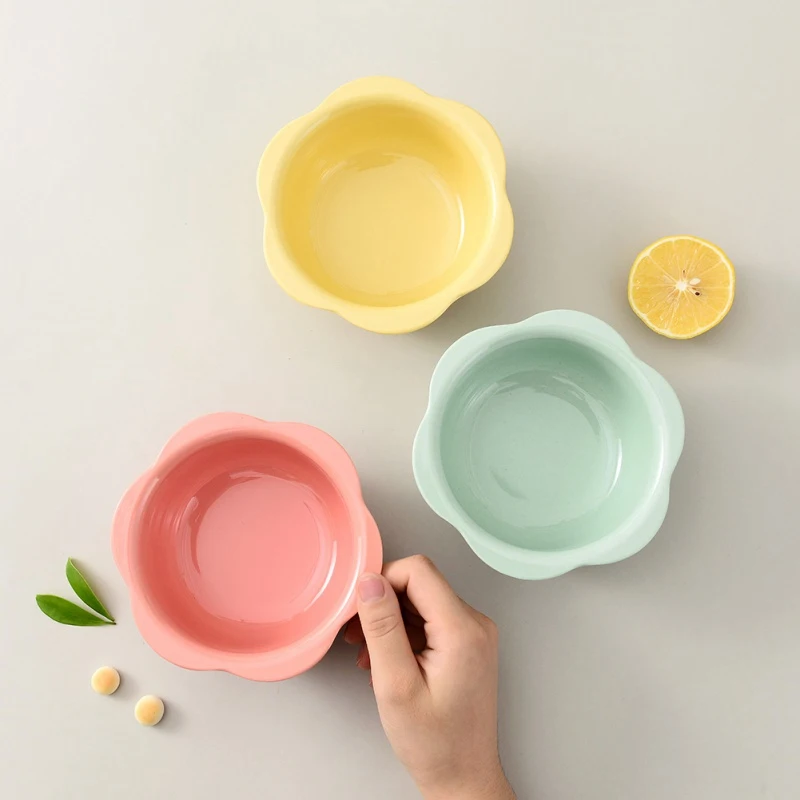 

Flower Shape Bamboo Fiber Children Eating Bowl Baby Tableware Supplementary Food Bowl Kindergarten Meal Bowl