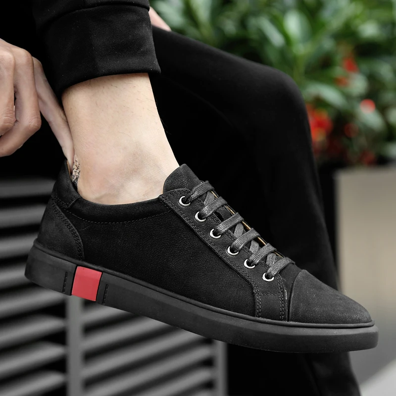 

Casual shoes men fashion genuine leather male black shoes comfortable lace-up flats men sneakers zapatos de hombre big size 47