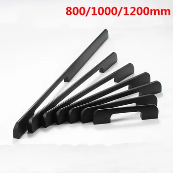 

3/1pcs Black Aluminim Furniture Handles Pulls Door Carbinet Decorative 800/1000/1200mm