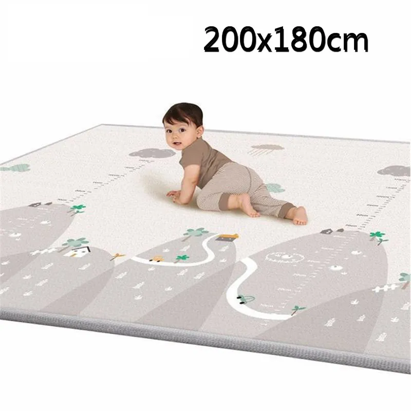 Детский игровой коврик, игрушки, двухсторонний нескользящий коврик для ползания, коврик для детской комнаты, водонепроницаемый Детский развивающий коврик для детей - Цвет: 180x200CM