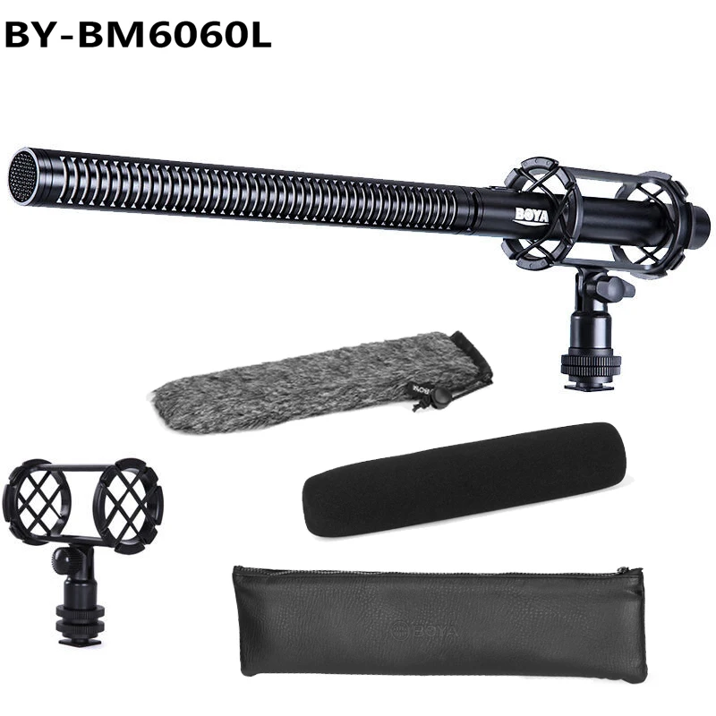 Микрофон для видеозаписи интервью BOYA BY-BM6060L с противоударным креплением ветровым