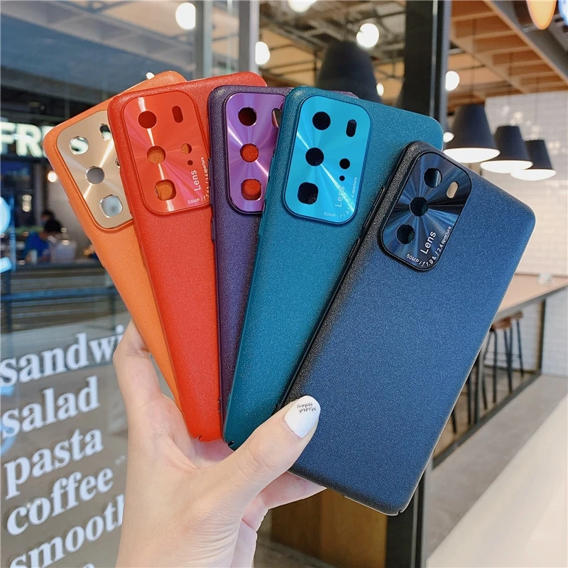

For HuaWei P40 40Pro P30 30Pro Mate30 30Pro Case With Metal Camera Protection Ring, All Plain Leather Anti Falling Case
