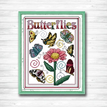 

colorful Butterflies flowers diy painting 14CT 11CT counted cross stitch kits embroidery set Needlework Set chinese cross stitch