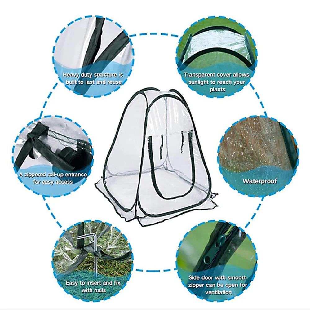 With 4 Ground Nails Flower And Grass Warm Cover Portable Mini Greenhouse New Resistant Garden For Plant Outdoors Indoor Foldable