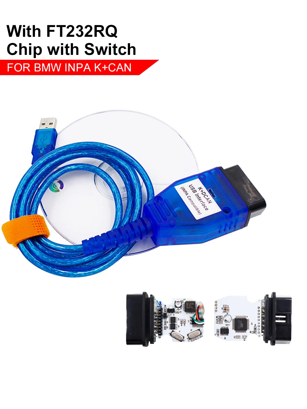 Полный чип лучшего качества для BMW INPA K DCAN + CAN FTDI Chip USB диагностический интерфейс |