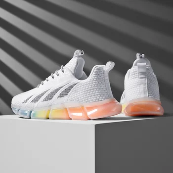 

2020 New Glow Casual Sneakers Men Luminous Raibow Bottom Running Shoes Fashion Mesh Colourful Sport Breathable ayakkabi erkek