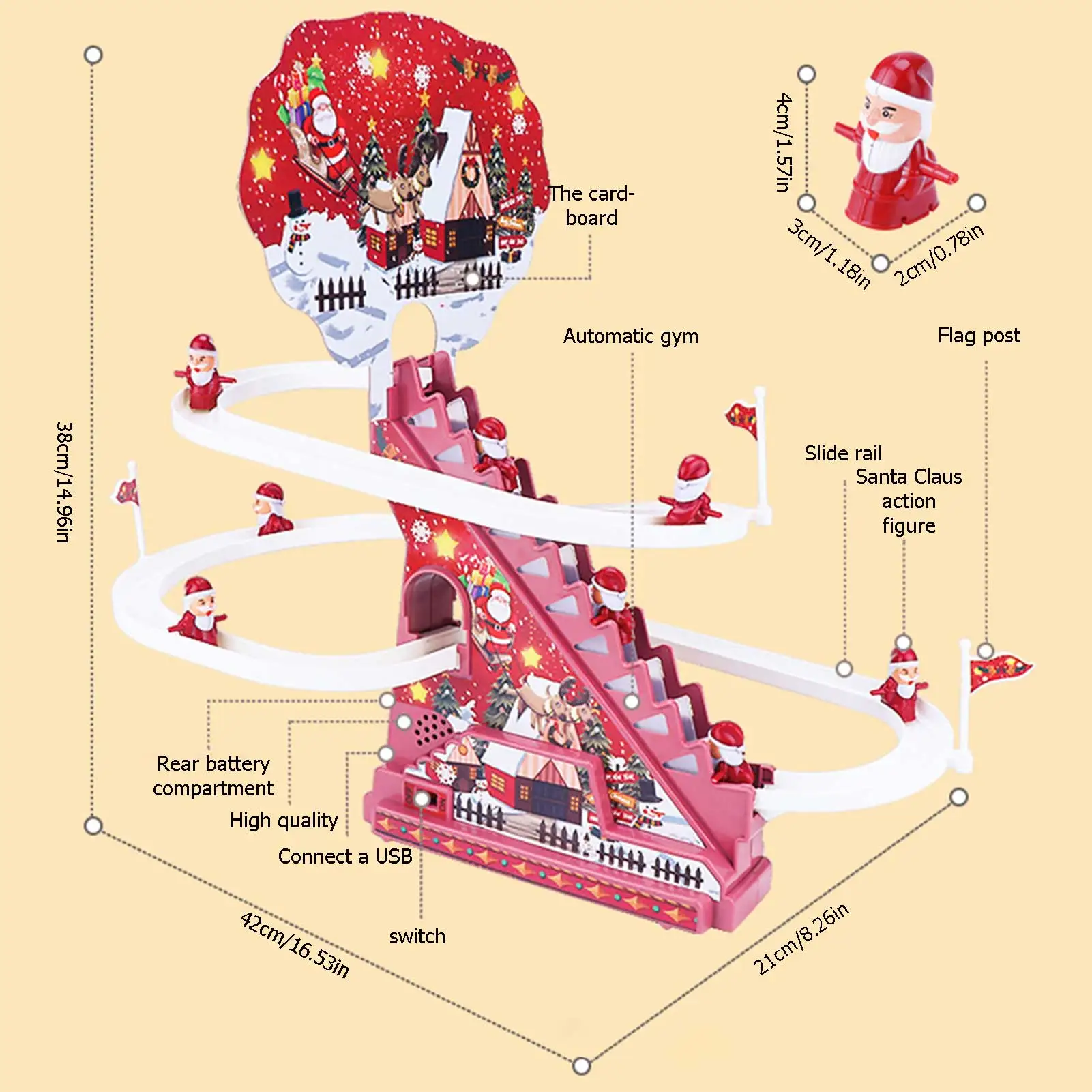 2022 Gift Electric Climbing Ladder Santa Claus Christmas Santa Race Track  Toys Educational Music Slides Toy For Christmas Decor -  Railed/motor/cars/bicycles - AliExpress
