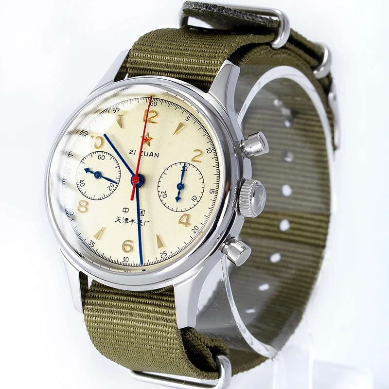 Реальные 1963 Watch 38 мм 40 авиации Пилот хронограф ретро Роскошные Для мужчин