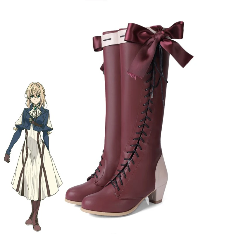 

New Anime Violet Evergarden Cosplay Shoes Violet Evergarden Boots Zipper-up Halloween Carnival Party Shoes for Women Size 35-45