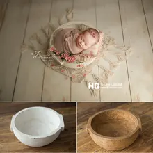 2020 Vintage recién nacido fotografía cesta de madera BowlBaby Photoshooting Props clásico infantil foto bol de madera estudio madera cuna Ba