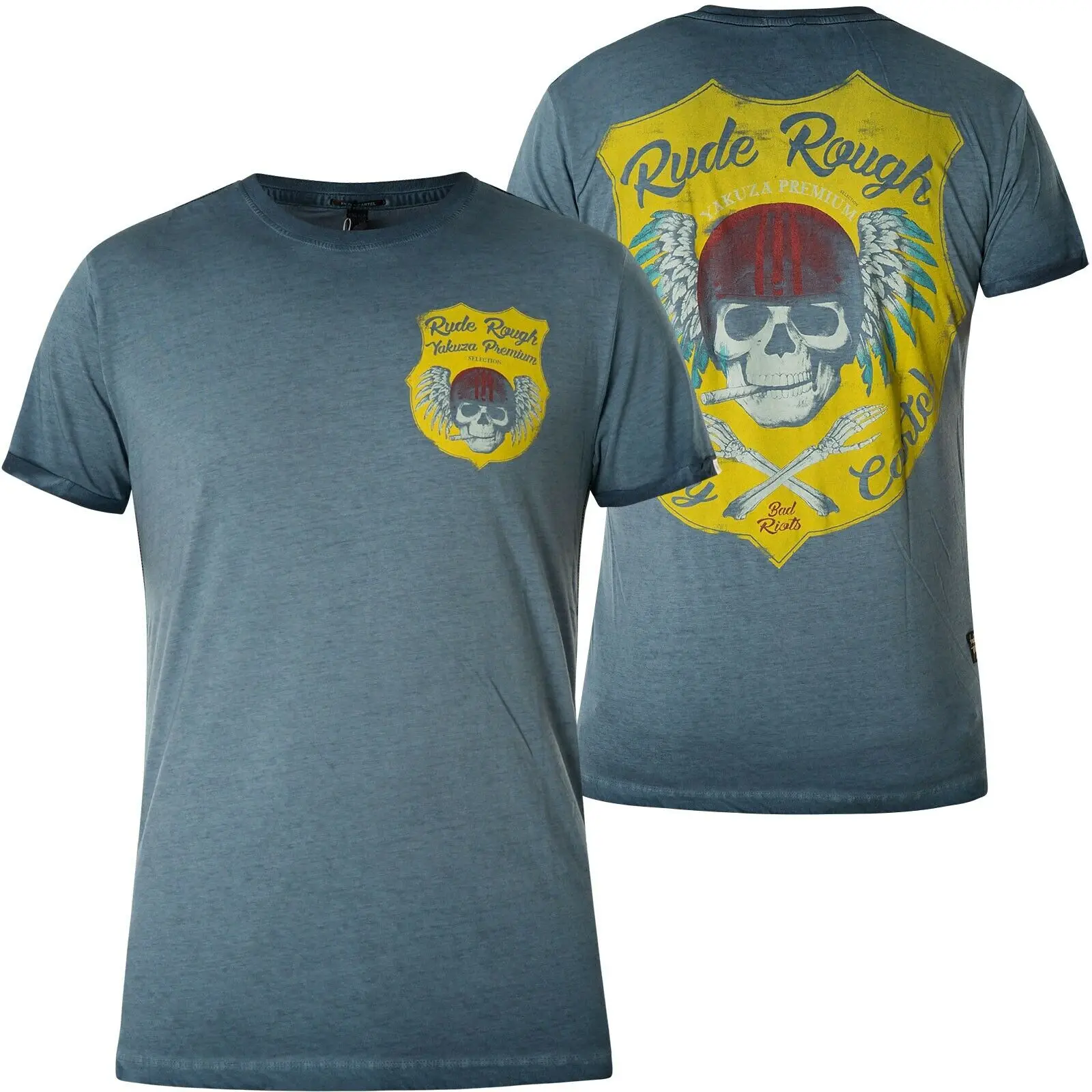 

Yakuza Premium T-Shirt Vintage 404 Blue Men Summer Short Sleeves T Shirt