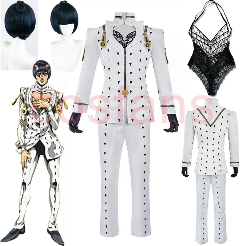Anime Bruno Bizarre Adventure Golden Wind Bruno Buccellati Costume Cosplay Uomo Bucciarati Suit Costumi Di Halloween Parrucca In Pizzo