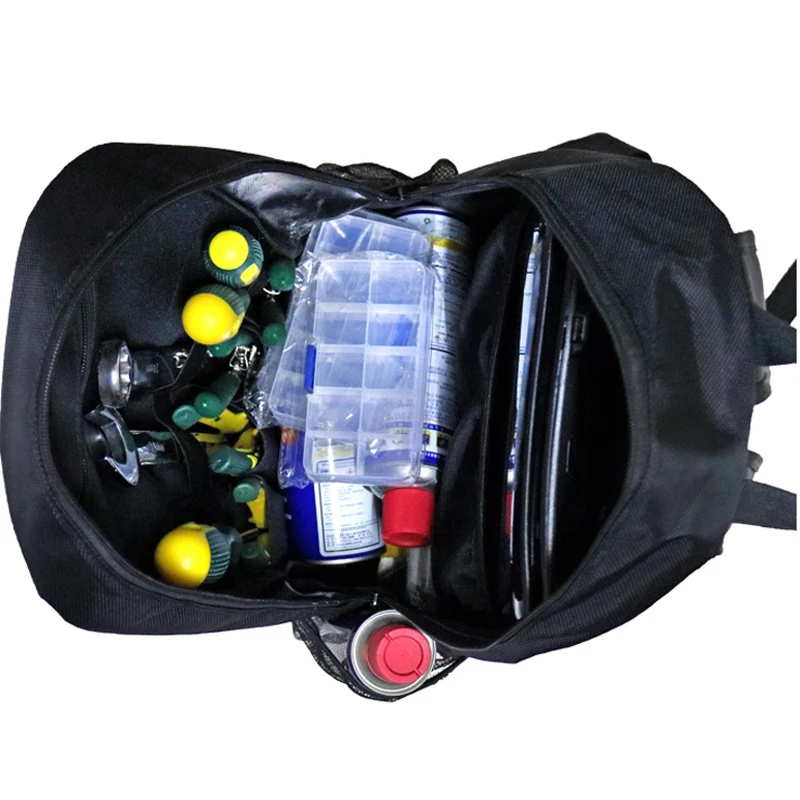 LAMEZIA Oxford Cloth Pouch Fabric Backpack Multi-function Outdoor Electricians Tool Bag Black Durable Toolbag