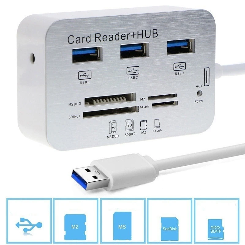 Кардридер type-C на USB внутренний 3,0 кардридер с концентратором 7 в 1 ...