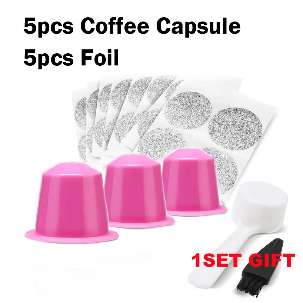 

5 Sets Disposable Coffee Capsule Nespresso with Foils Seal Empty Filter Pod Aluminum Foil Lids Espresso Coffee Cup