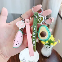 Креативный крутой мультфильм тренд DIY серии фрукты смолы металлический ключ для авто упаковка для кольца кулон аксессуары для пар