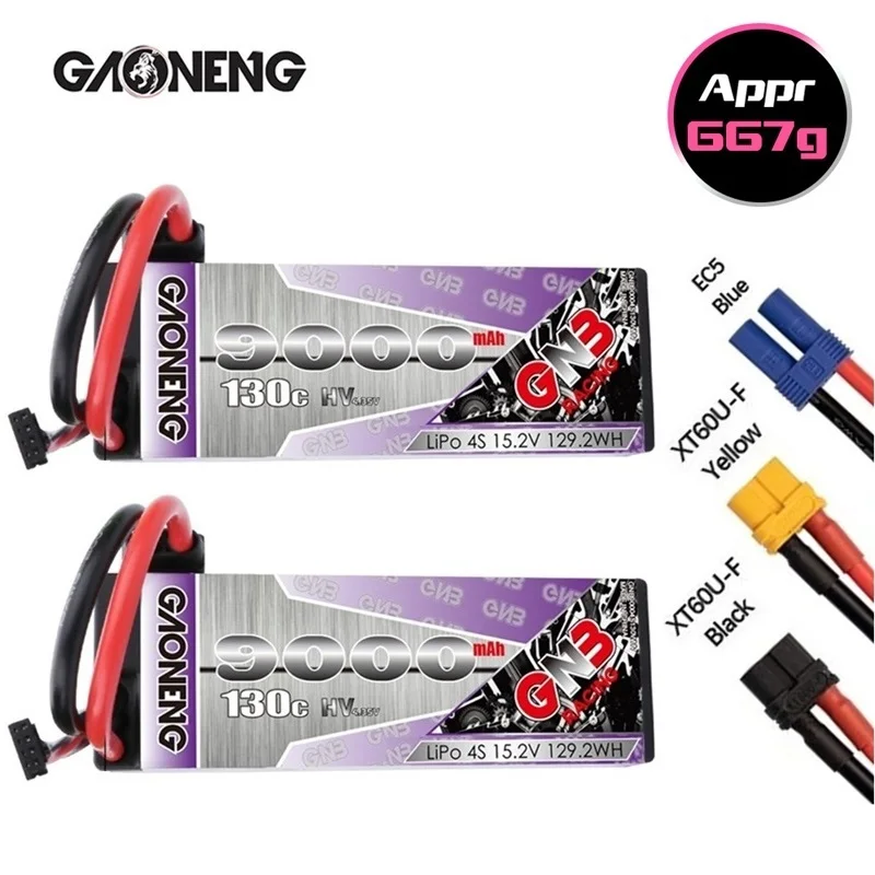 GAONENG GNB 9000mAh 15.2V 130C PLUS LiPo Battery For Remote Control Car Racing Spare Parts With Shell Upgrade LiHV 4S Battery