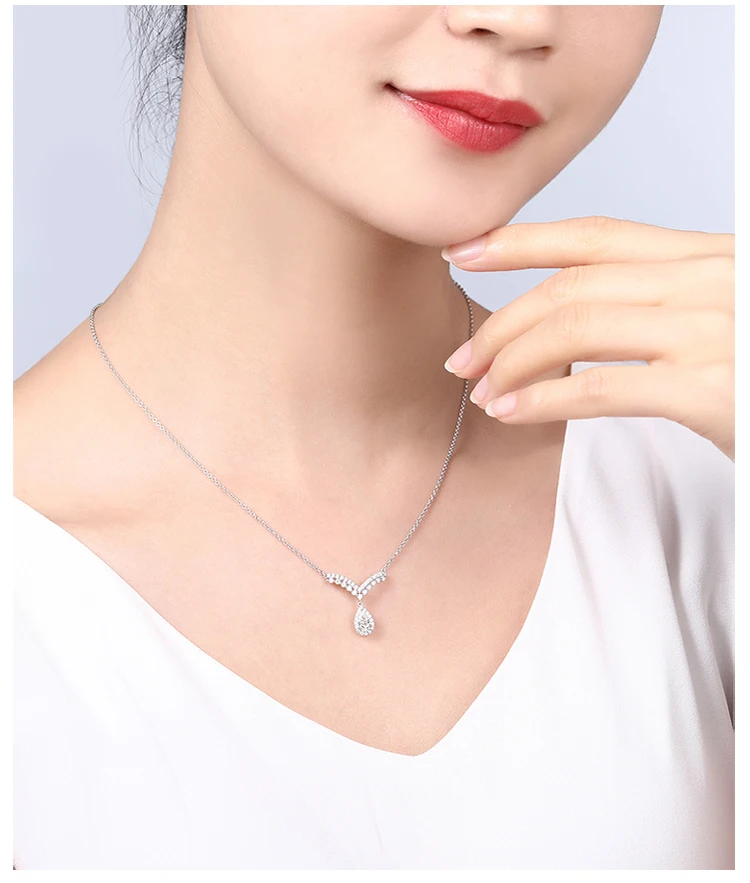ZOCAI свадебное платье бриллиантовое ожерелье натуральный Сертифицированный 0.25ct F-G/VS с боковым бриллиантом 0.35ct 18K золотое свадебное ожерелье