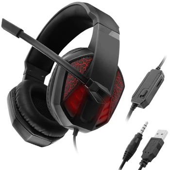 

Noise Cancelling Stereo Sound Ergonomic Deep Bass Gaming Headset Over Ear Adjustable For Laptop Onmidirectional With Microphone