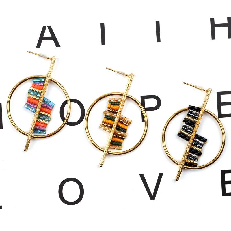 

FAIRYWOO Art Geometric rainbow colorful Earring