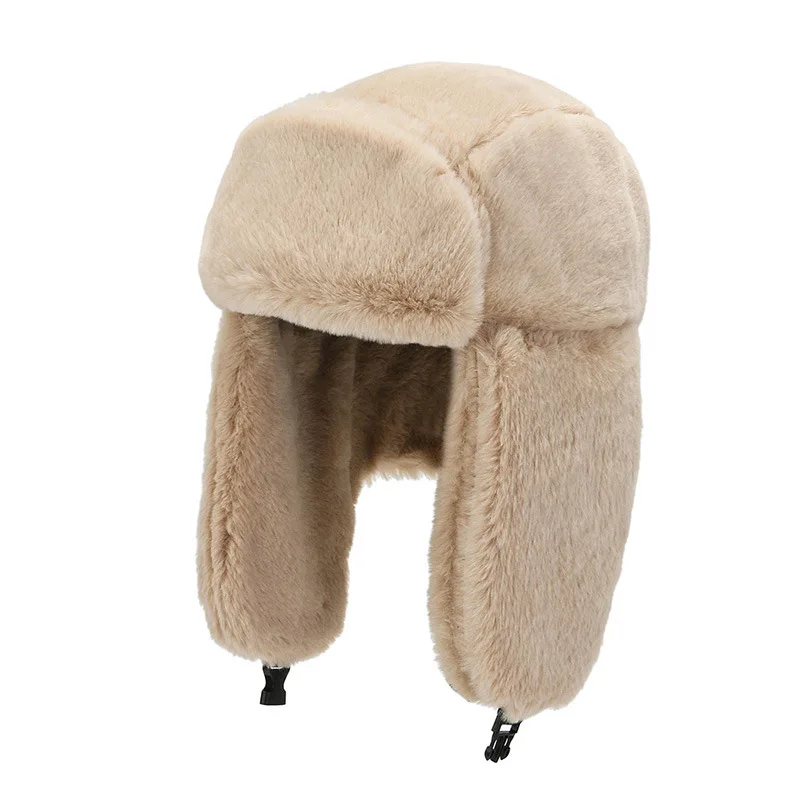 Fashion Bomber Hats Faux Fur Warm Thicken Earflap Caps Autumn Winter Ear Protect Russian Ski Hat Men Women Trapper Trooper Hats sheepskin bomber hat Bomber Hats