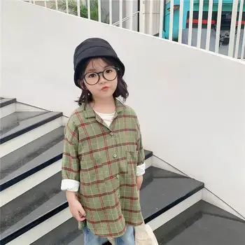 

Wholesale Children Shirt 2020 Spring new Korean Boys and Girls Long High Low Loose Shirt Fashion Clothes for Kids XJ004