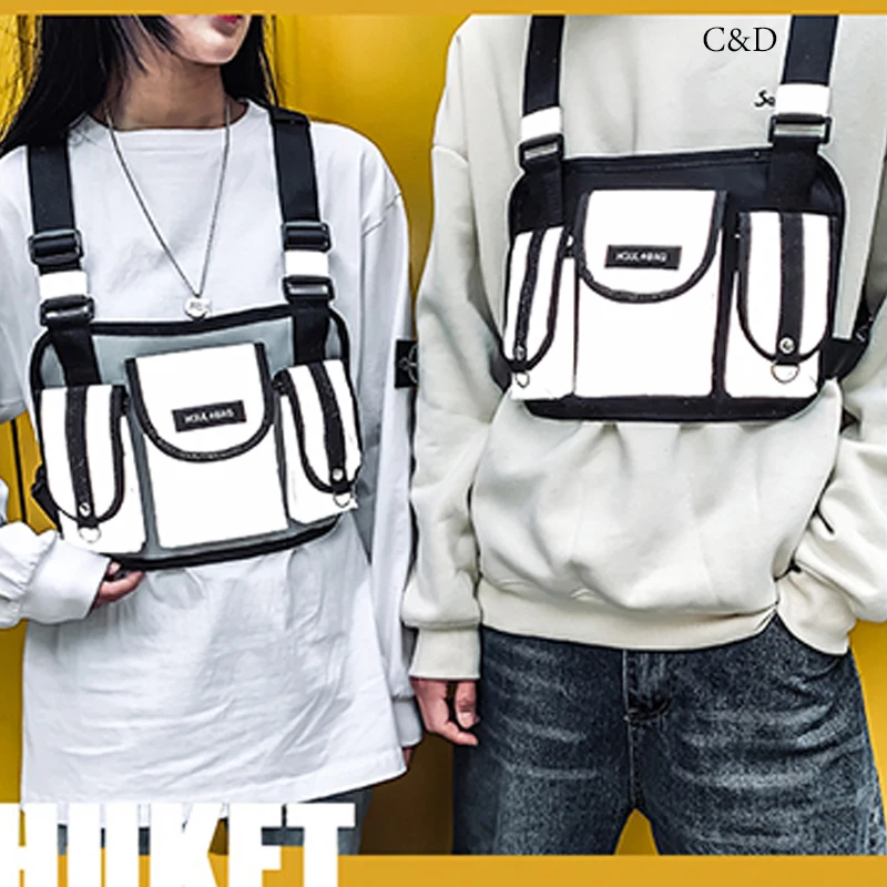 Men Tactical Vest Bag women Tactical chest Bag Canvas Waistcoat Packs