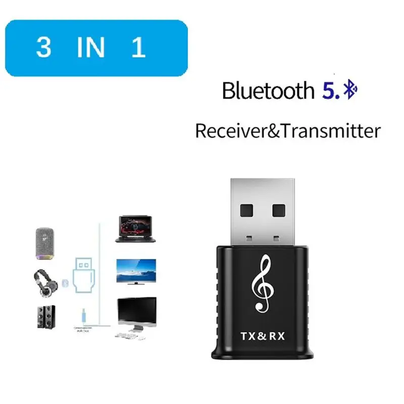 3в1 USB Bluetooth 5,0 передатчик приемник адаптер Мини 3,5 мм AUX Стерео для компьютера ТВ динамик автомобильный беспроводной Bluetooth адаптер