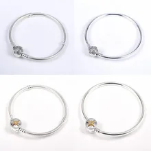 Роскошный 925 пробы Серебряный сверкающий браслет в виде сердца, цепочка в виде змеи, очаровательный браслет и браслет для женщин, хорошее ювелирное изделие