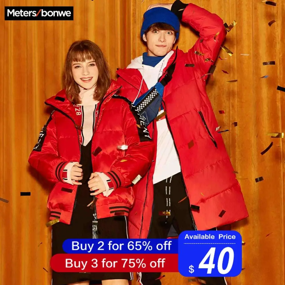 Metersbonwe,, женский пуховик для пар, зимний, теплый, 80%, белая утка, Рождество, короткий пуховик, женский, с воротником-хомутом, пальто