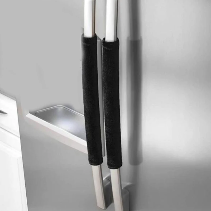 Description Picture 6 of item2Pcs/Set  Refrigerator Door Handle Cover Kitchen Appliance Decor Fridge Oven Handle Antiskid Door Knob Protector Black Grey Red