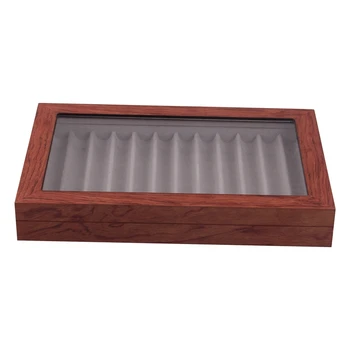 

12 Pen Wooden Pen Box Display Storage Case Pen Holder Collector Organizer Box with Transparent Window