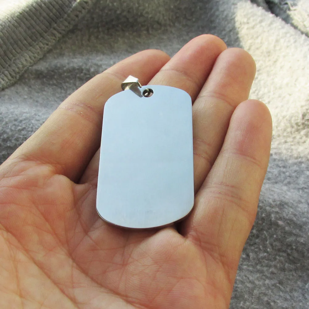 100pcs/lot Stainless Steel Army Dog Tags Blank Military Dog Tags Suitable  for Laser Engraving