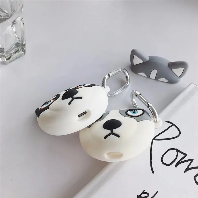 3D Мультяшные крутые очки Bulldog Alaskan Dog Husky Corgi чехол для Apple Airpods 1 2 беспроводной