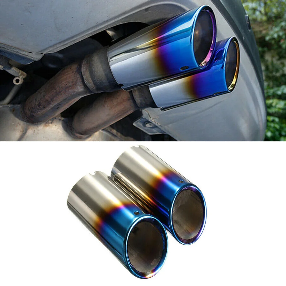 

Universal Car Exhaust Muffler Tip Round Stainless Steel Pipe Exhaust Tail Muffler Tip Pipe Roast Blue