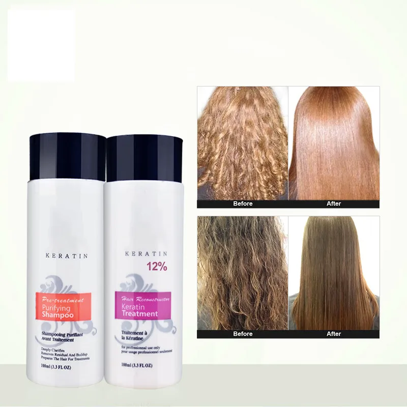 

PURC 12% Formalin Keratin Hair Treatment and Purifying Shampoo Hair Care Set Brazilian Keratin Repair Frizzy Damaged Hair Care
