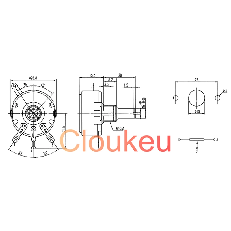 WX110(010) потенциометр переключатель 100R 470R 1K5 1K 2K2 4K7 10K 22K 5K6