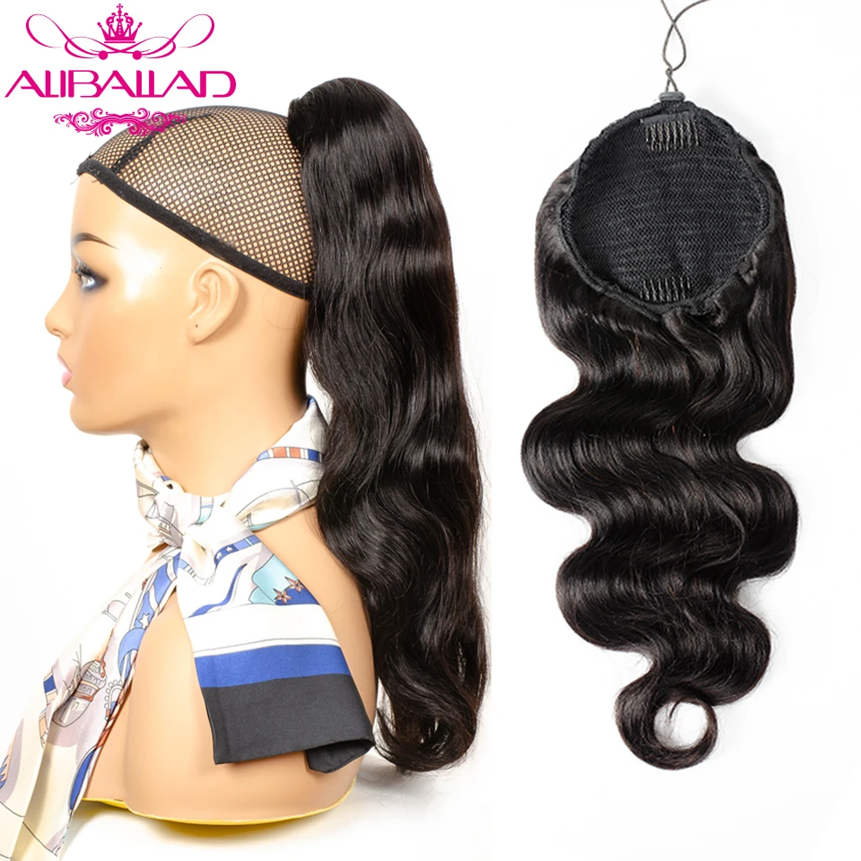 

Ponytail Human Hair Extensions Drawstring Body Wave Clip Ins For Women Remy Yepei Pony tail