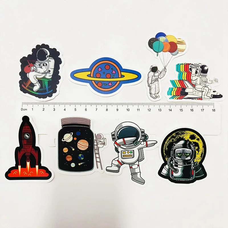 50Pcs/Lot Custom Stickers Papelaria Astronaut Space Station Lunar Rocket Space Stationery Sticker Waterproof Not Repeated TZ126D