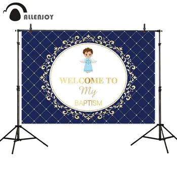 

Allenjoy baptism photography background angel golden frame prince kids party decoration backdrop photophone photozone fotografia
