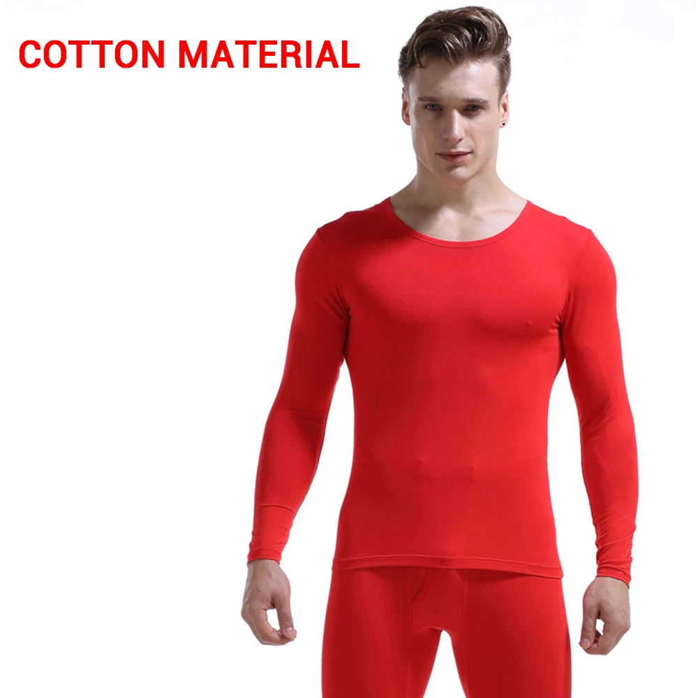 Cotton-Red Мотоциклетный комплект термобелья, Мужская мотоциклетная куртка+ штаны, длинные рукава, подштанники, сохраняющие тепло, L-3XL, 7 цветов, для зимы и осени - Цвет: Cotton-Red