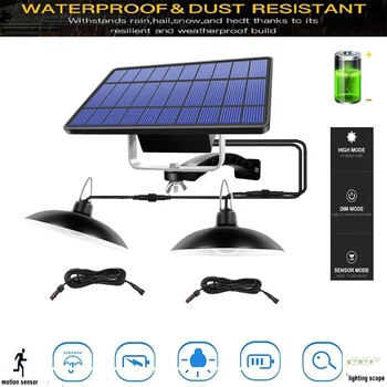 

Solar Light LED Garden Chandelider On Solar Batteries Double Head Pendant Light Solar Lamp With Cord For Outdoor Indoor Lighting