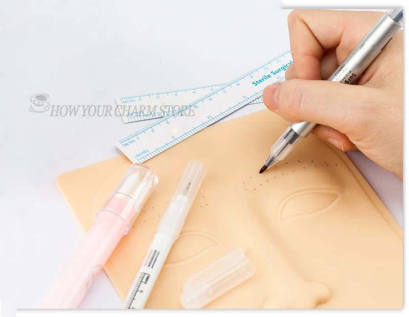 Tattoo Practice Skin kit Surgical Marker Eyebrow Pen Microblading Positioning Tool | Красота и здоровье
