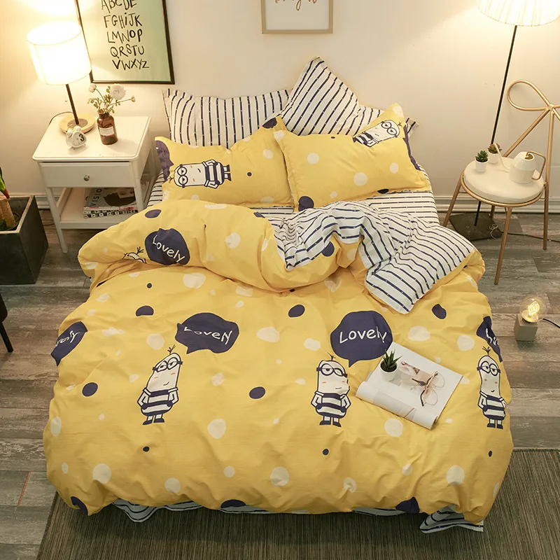 4Pcs/Set Bedding Set Simple Duvet Cover Sets King Queen Single Twin Full Size Quilt Duvet Covers Pillowcase Bedding Sets