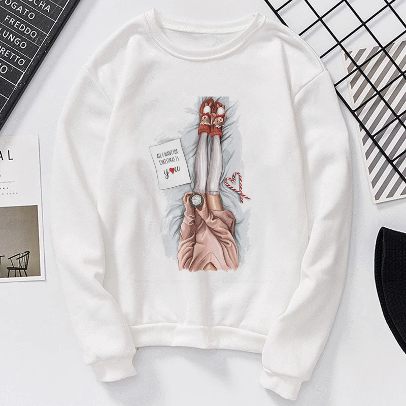 

ALL I WANT FOR CHRISTMSA IS YOU Tracksuit Sweat Hoodie Casual Streetwear Hoodies Women new Female Long Sleeve Hooded Sweatshirt
