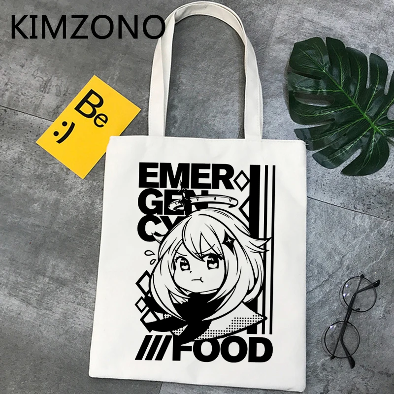 Genshin-bolsa de compras de algodón reutilizable, bolsa de compra de impacto, reutilizable, personalizada