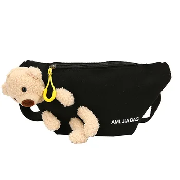 

Canvas Bear Women Chest Bag Japan Cute Style Waist Bag Student Fashion Personalized Simplicity Hip Waist Packs