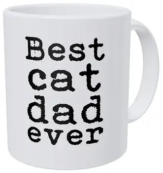 

Best Cat Dad Ever Typewriter Style 11 Ounces Funny Coffee Mug