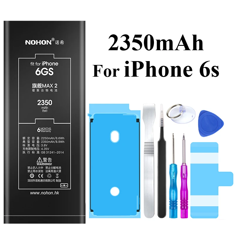 Nohon Аккумулятор для Apple iPhone X 6 6s 7 8 iPhone6 iPhone6s iPhone7 iPhone8 iPhoneX 2100mAh-2716mAh сменный литий-полимерный батарея+ бесплатный инструмент For Apple iPhone X 6 6s 7 8 6G 7G Мобильный телефон батарея - Цвет: For iPhone6s 2350mAh