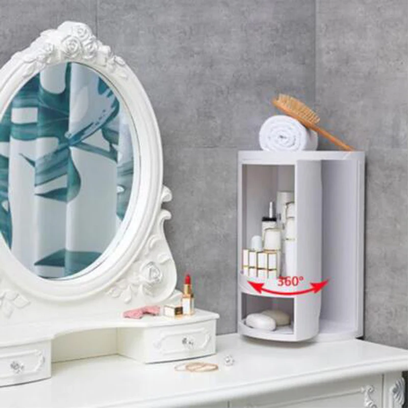  Bathroom rotating tripod wall-mounted plastic storage box kitchen bathroom dustproof storage cabine - 4000358851265